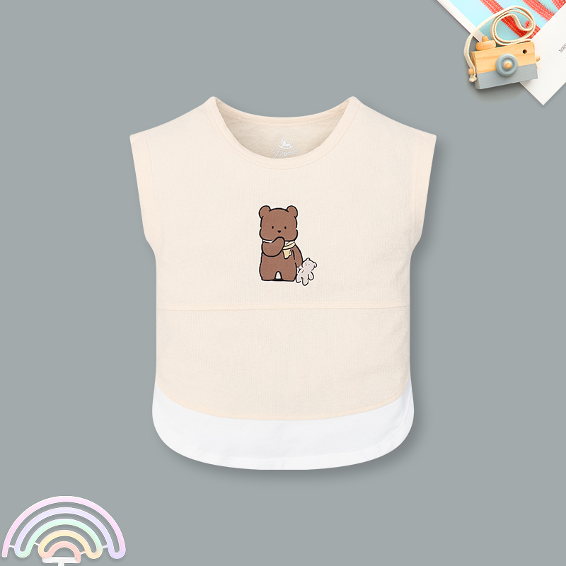 Bộ sát nách bé trai Pony Kids vạt cong in màu be rêu 2