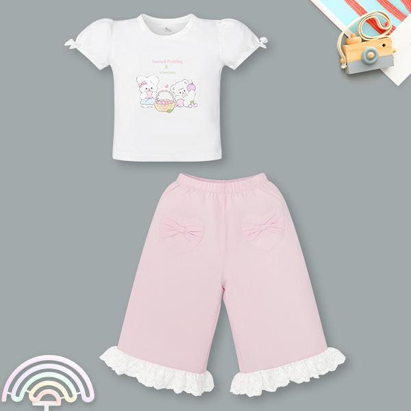 Bộ bé gái Pony Kids cotton hồng