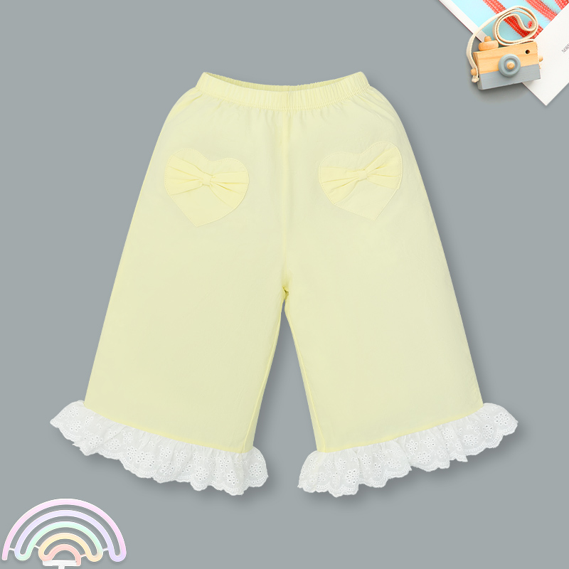 Bộ tay ngắn bé gái Pony Kids quần lỡ túi tim màu vàng 8