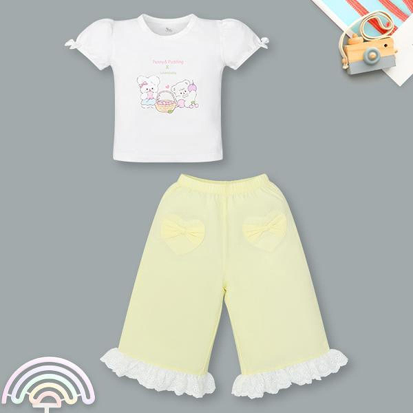 Bộ bé gái Pony Kids cotton vàng