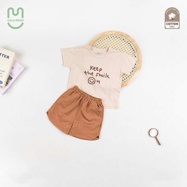 Bộ tay ngắn bé trai Ualarogo UR3860 màu be