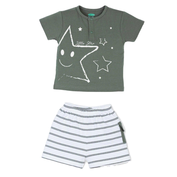 Bộ tay ngắn bé trai Ualarogo UR3871 màu xanh rêu