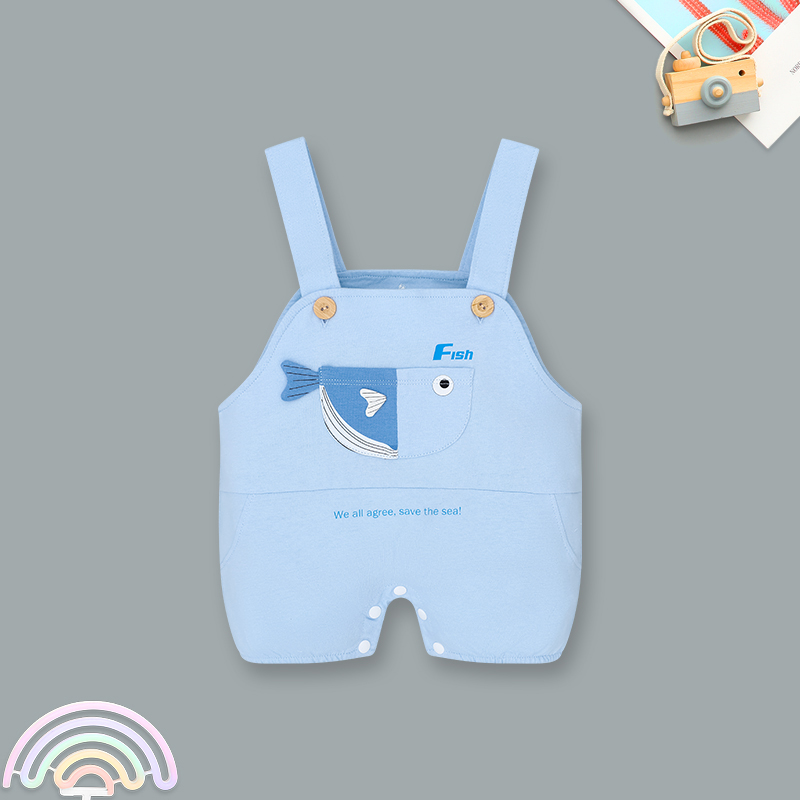Bodysuit bé trai Pony Kids kèm áo in Fish màu xanh 2