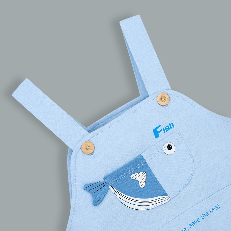 Bodysuit bé trai Pony Kids kèm áo in Fish màu xanh 4