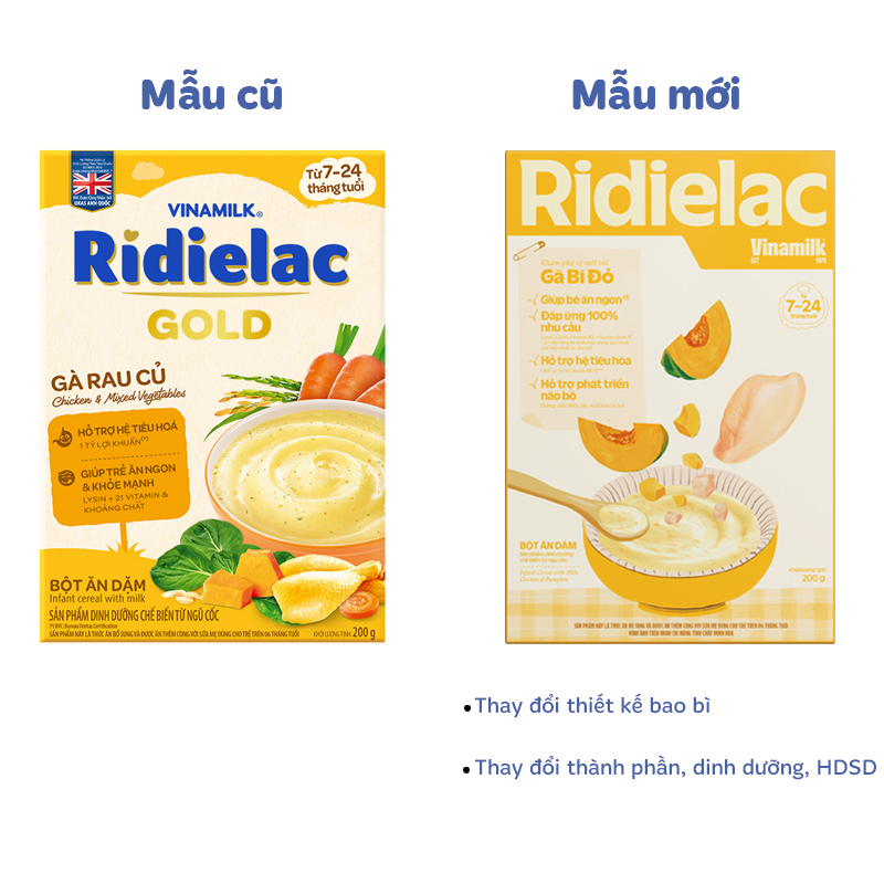 Bột ăn dặm Vinamilk RiDielac Gold yến mạch, gà và đậu Hà Lan hộp 200g (7 - 24 tháng) 18