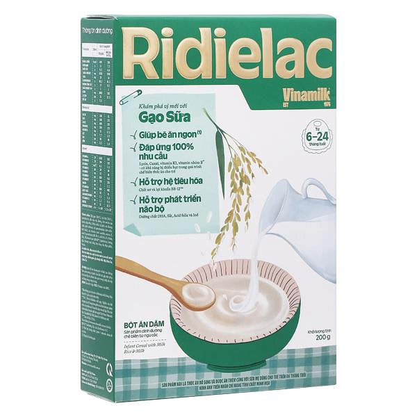 Bột ăn dặm Vinamilk Ridielac Gold gạo, sữa hộp 200g (6 - 24 tháng) - Giao bao bì ngẫu nhiên