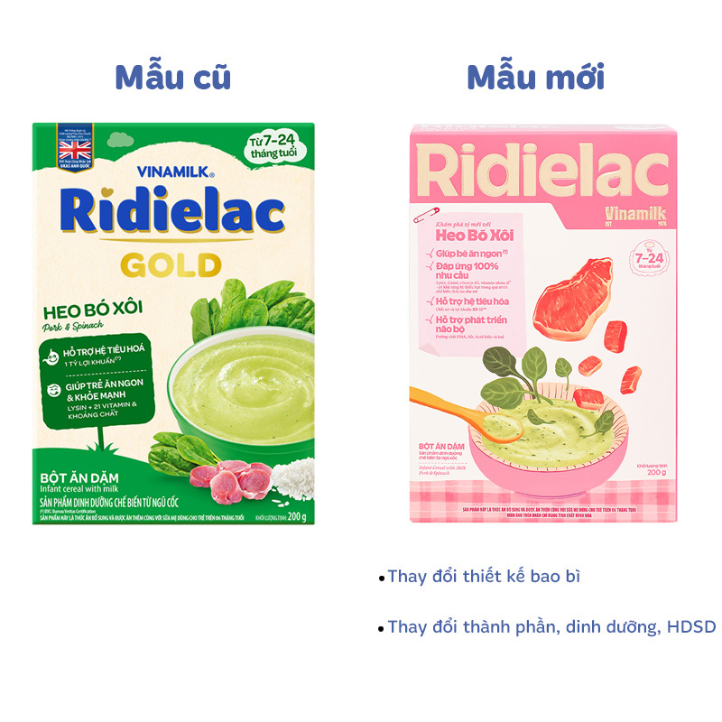 Bột ăn dặm Vinamilk RiDielac Gold yến mạch, gà và đậu Hà Lan hộp 200g (7 - 24 tháng) 48