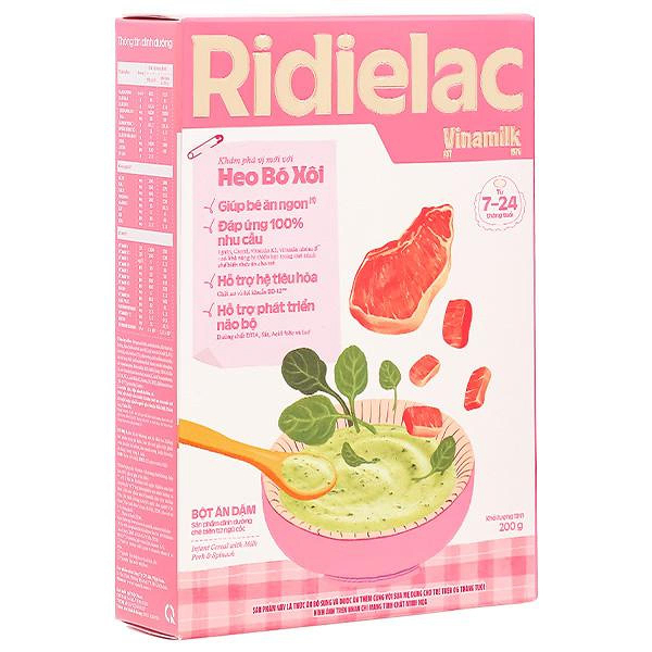 Bột ăn dặm Vinamilk Ridielac Gold heo, rau bó xôi hộp 200g (7 - 24 tháng) - Giao bao bì ngẫu nhiên