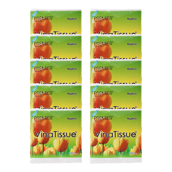 Combo 10 khăn giấy ăn PREMIER VinaTissue không mùi