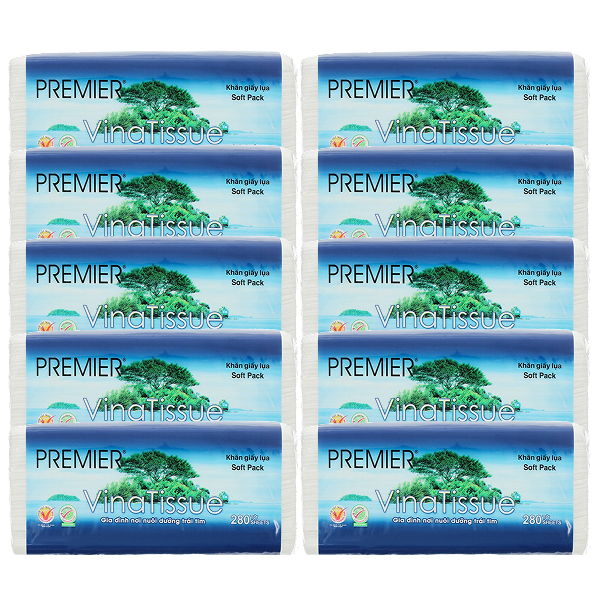 Combo 10 gói khăn giấy lụa Premier Vinatissue không mùi