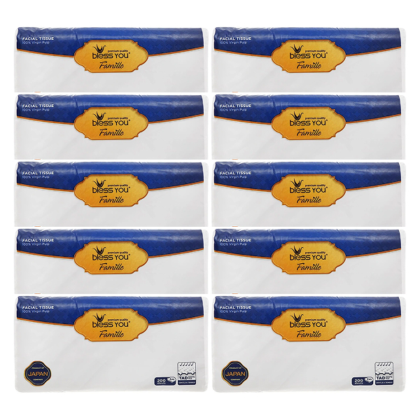 Combo 10 gói khăn giấy rút Bless You Famille không mùi
