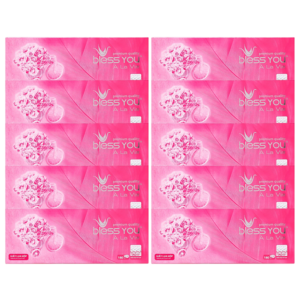 Combo 10 hộp khăn giấy lụa Bless You À La Vie không mùi