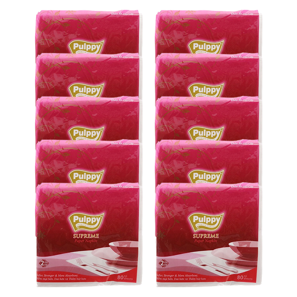 Combo 10 khăn giấy ăn Pulppy Supreme không mùi