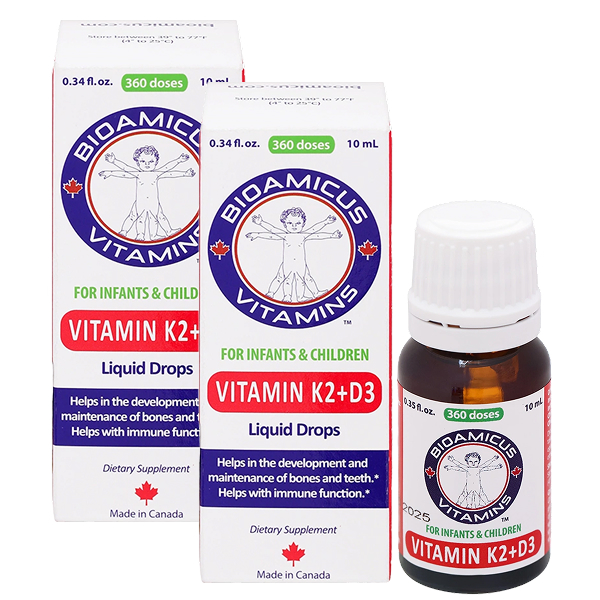 Combo 2 hộp BioAmicus Vitamin K2+D3 hỗ trợ tốt sức khỏe xương, răng, 10 ml dạng nhỏ giọt (từ 0 tháng)