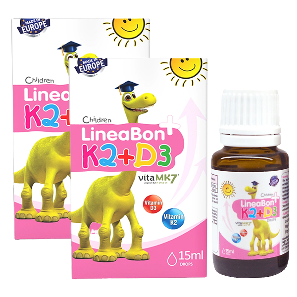 Combo 2 hộp LineaBon K2+D3 Plus hỗ trợ hấp thu canxi, 15 ml dạng nhỏ giọt (từ 0 tháng)