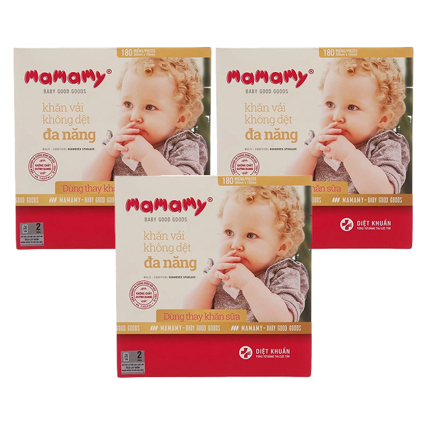 Combo 3 hộp khăn vải em bé không dệt Mamamy không mùi