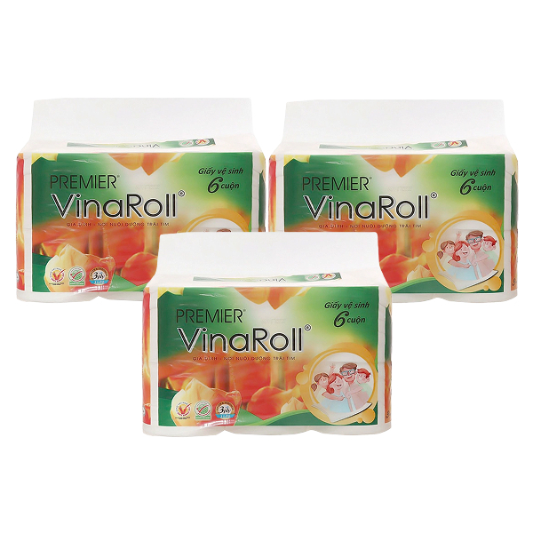 Combo 3 lốc giấy vệ sinh PREMIER Vinaroll không mùi