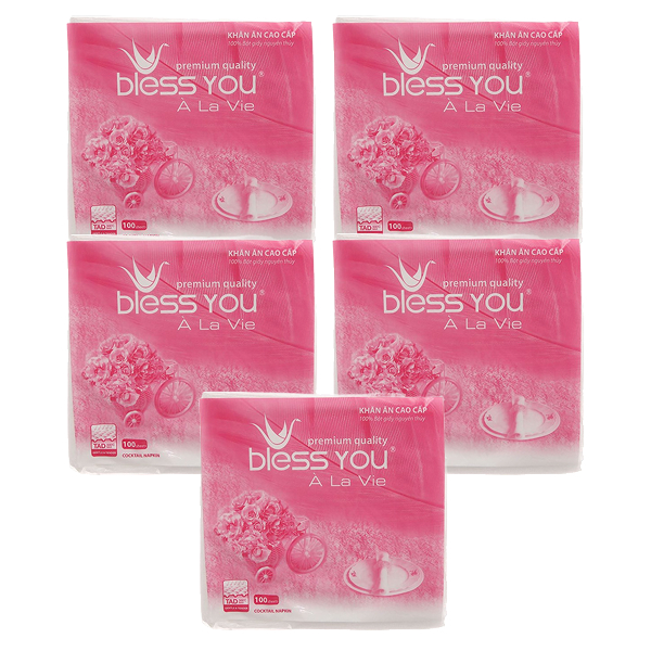 Combo 5 khăn giấy ăn Bless You À La Vie không mùi 33 cm x 33 cm