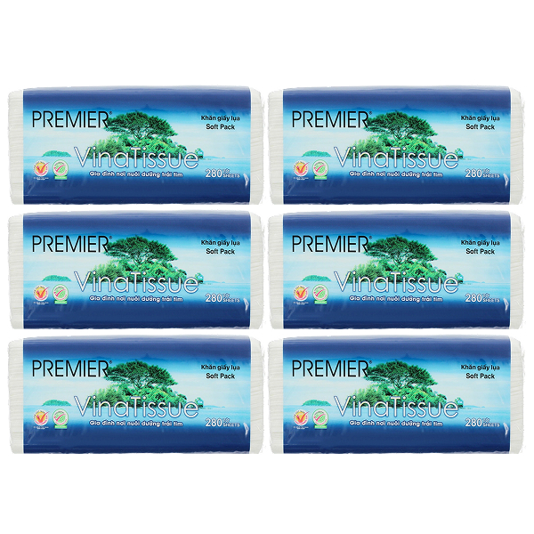 Combo 6 gói khăn giấy lụa Premier Vinatissue không mùi