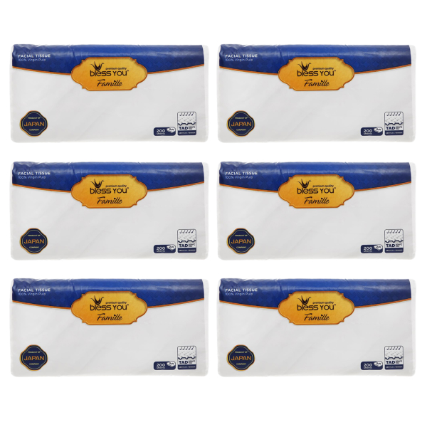 Combo 6 gói khăn giấy rút Bless You Famille không mùi
