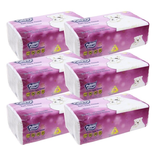 Combo 6 khăn giấy rút Pulppy Softpack không mùi