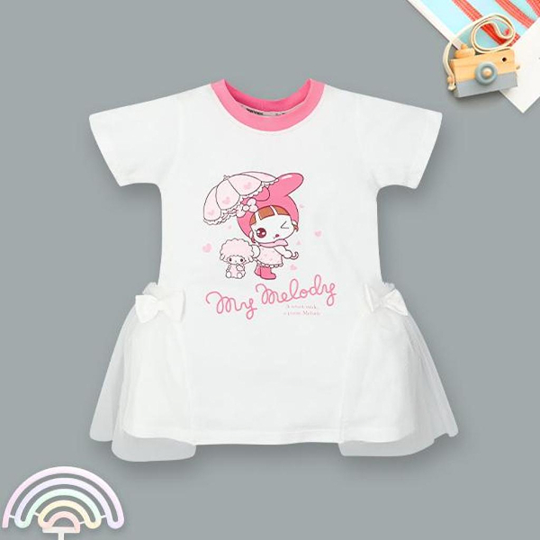 Đầm bé gái Pony Kids cotton trắng