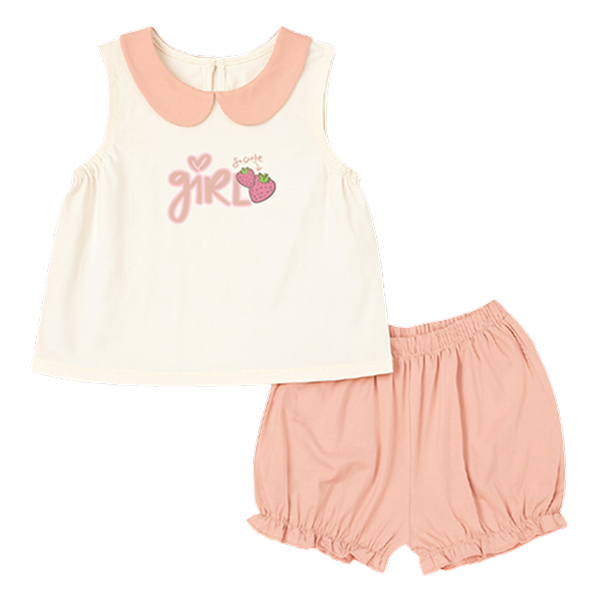 Bộ bé gái Lullaby cotton be - hồng cam