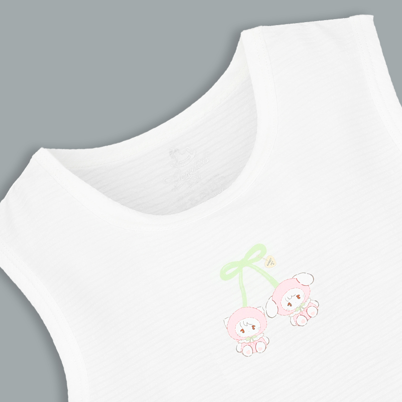 Đồ bộ sát nách bé gái Pony Kids quần bèo gấu màu trắng 4