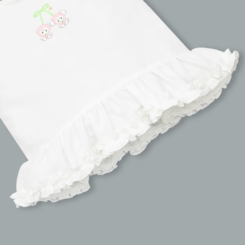 Đồ bộ sát nách bé gái Pony Kids quần bèo gấu màu trắng 6