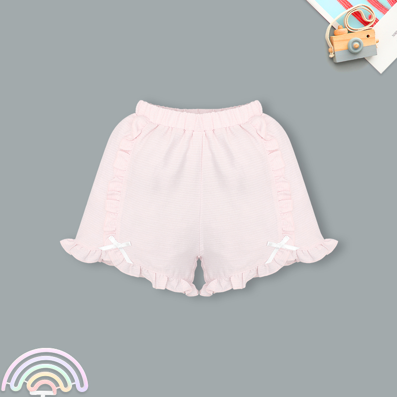 Đồ bộ sát nách bé gái Pony Kids quần bèo gấu màu trắng 9