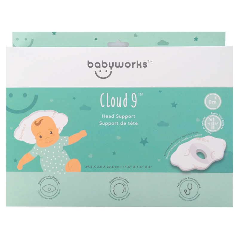 Gối chống méo đầu BABYWORKS 29.5x20.5x3.5 cm - Hình đám mây màu trắng (từ 0 tháng) 6