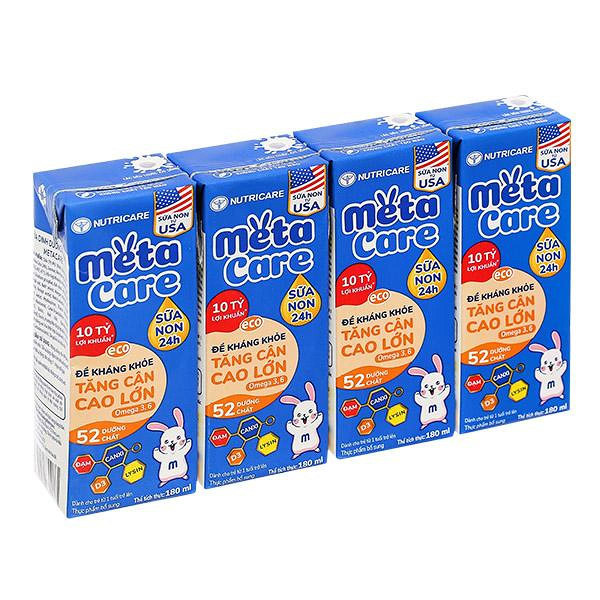 Lốc 4 hộp sữa non pha sẵn MetaCare Eco 180 ml (từ 1 tuổi)