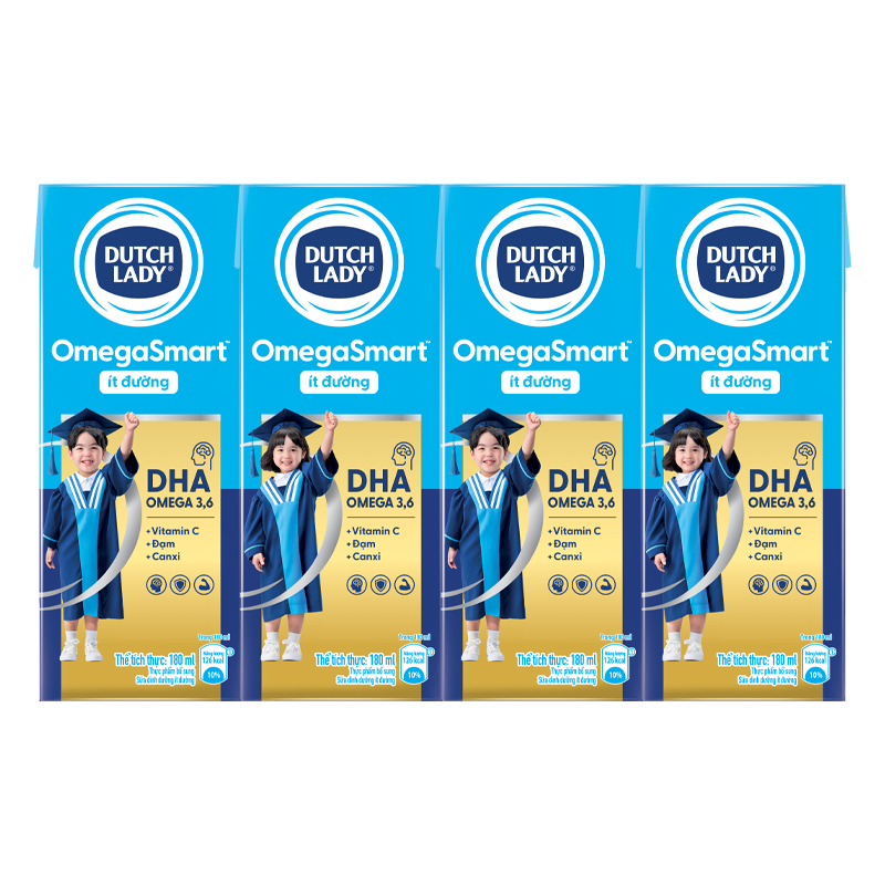 Thùng 48 hộp sữa tươi Dutch Lady OmegaSmart ít đường 180 ml (từ 1 tuổi) 9