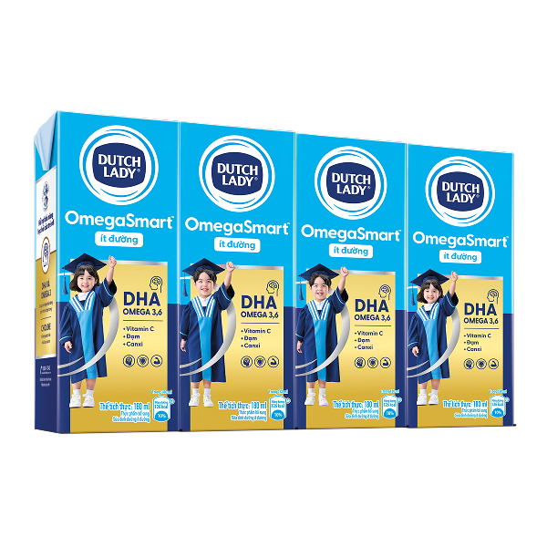 Lốc 4 hộp sữa tươi Dutch Lady OmegaSmart ít đường