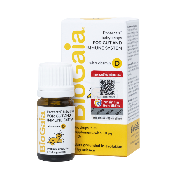 Men vi sinh BioGaia Protectics Baby Drops D3 hỗ trợ cải thiện hệ vi sinh đường ruột, 5 ml dạng nhỏ giọt (từ 0 tháng)