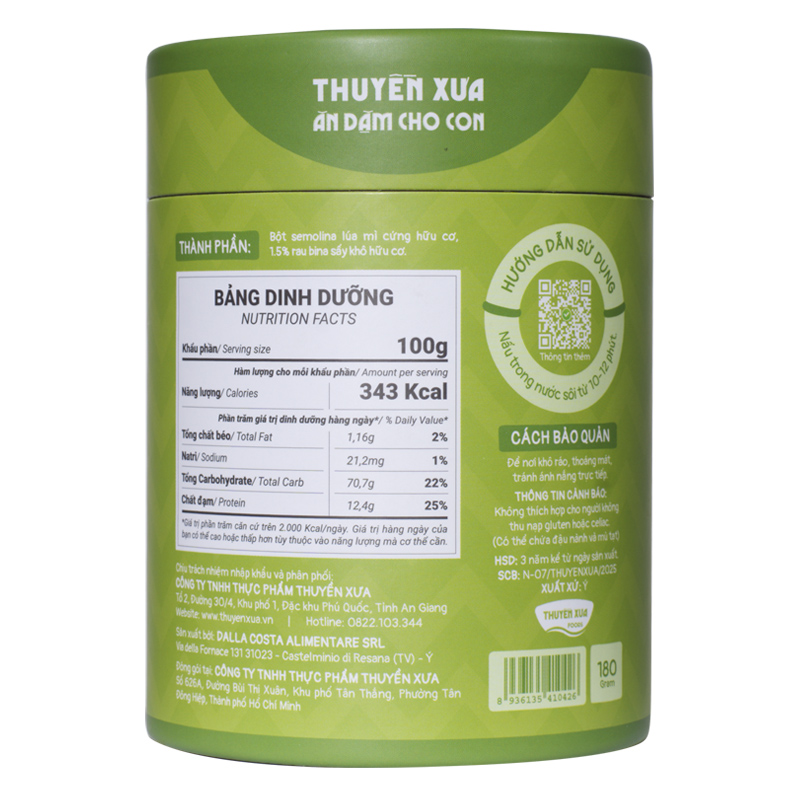 Mì Ý ăn dặm thế giới biển Thuyền Xưa 180g (từ 1 tuổi) 5