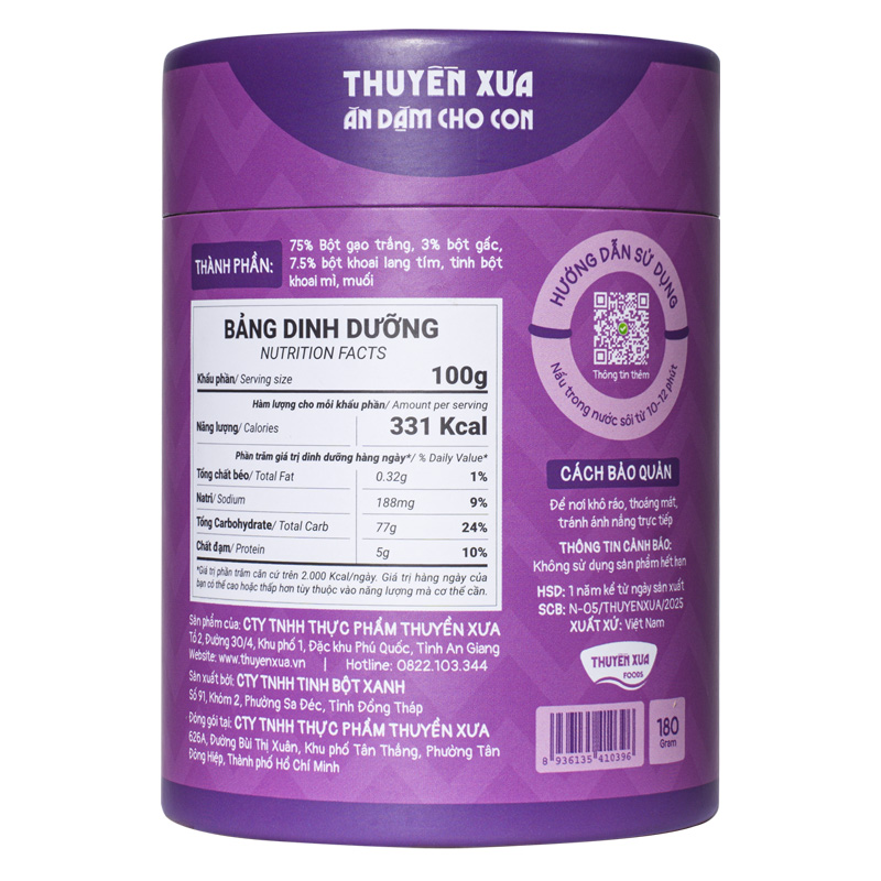 Nui ăn dặm gấc, khoai lang tím Thuyền Xưa 180g (từ 1 tuổi) 2