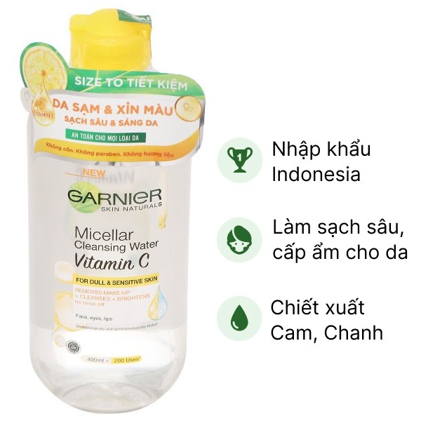 Nước Tẩy Trang Garnier Vitamin C Làm Sáng Da 400ml