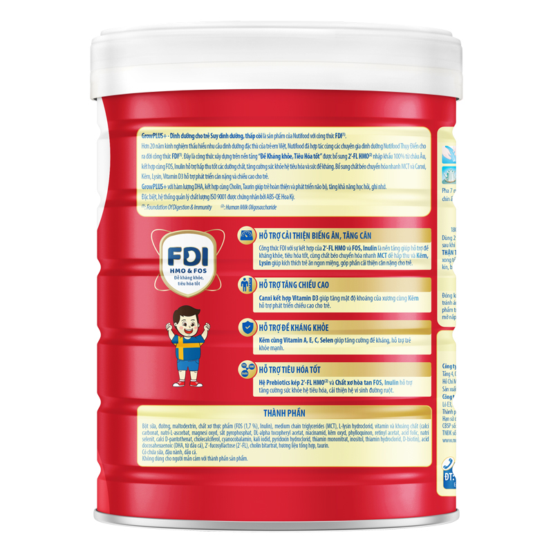 Sữa bột Nutifood GrowPLUS+ đỏ 2+ hương vani 1.5 kg (từ 2 tuổi) cho trẻ suy dinh dưỡng, thấp còi 11