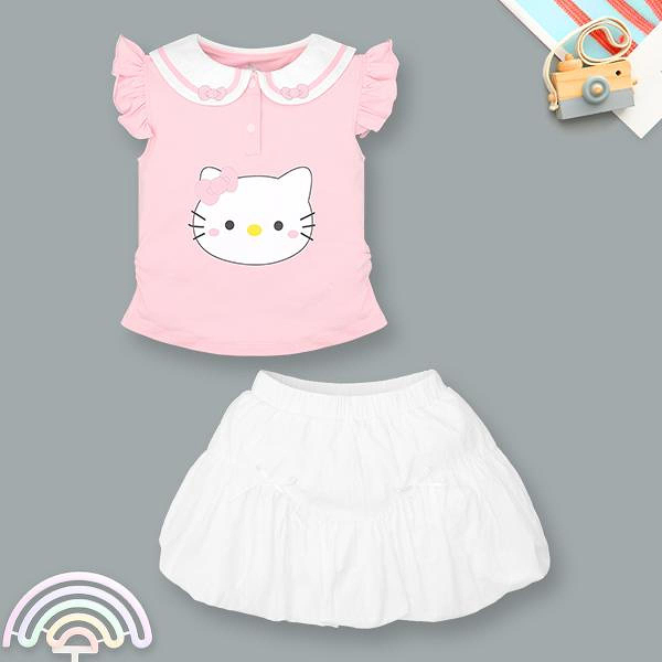 Set váy bé gái Pony Kids cotton hồng