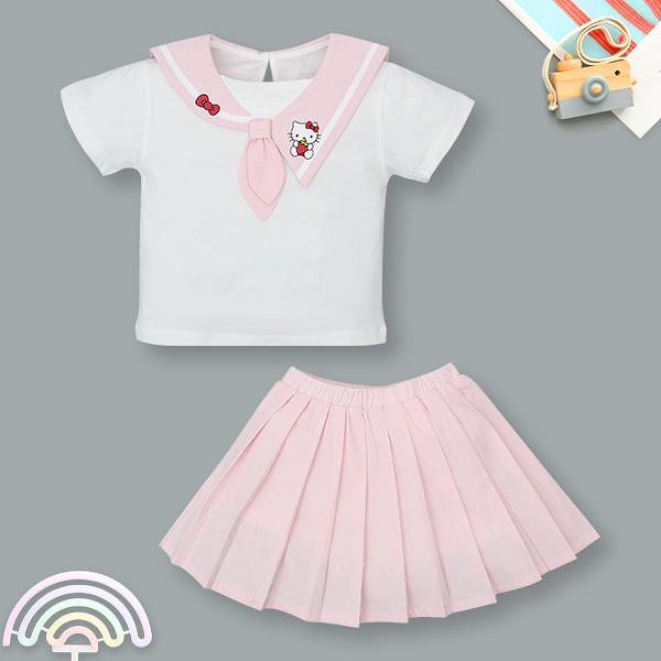 Set váy bé gái Pony Kids cotton trắng