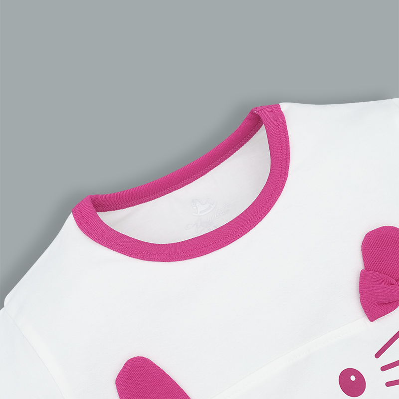 Set váy bé gái Pony Kids in mèo màu trắng 4