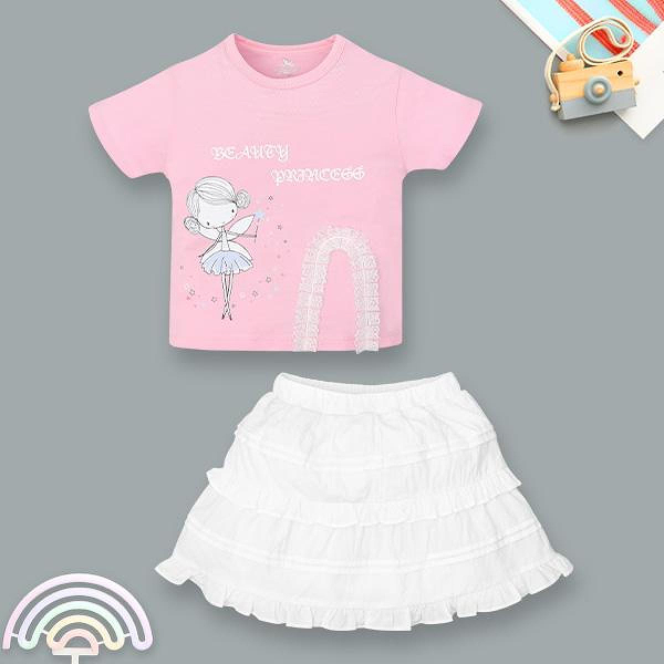 Set váy bé gái Pony Kids cotton hồng