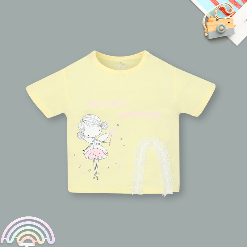 Set váy bé gái Pony Kids xẻ ren màu vàng 2