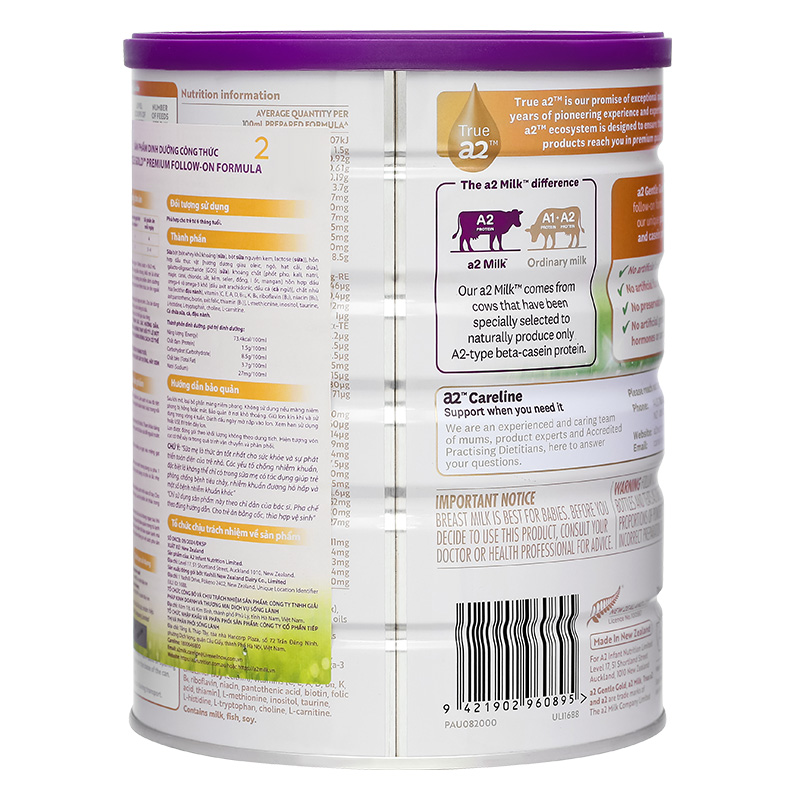 Sữa bột a2 Gentle Gold Premium Follow-on Formula số 2 lon 800g (6 - 12 tháng) 3