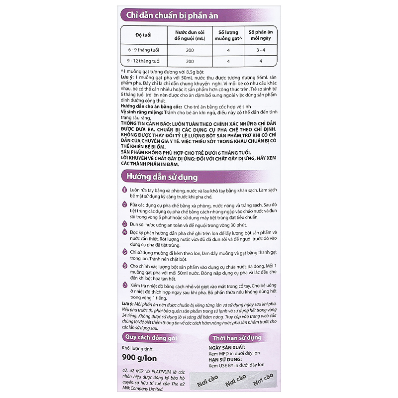Sữa bột a2 Platinum Premium Follow-On Formula số 2 lon 900g (6 - 12 tháng) 10