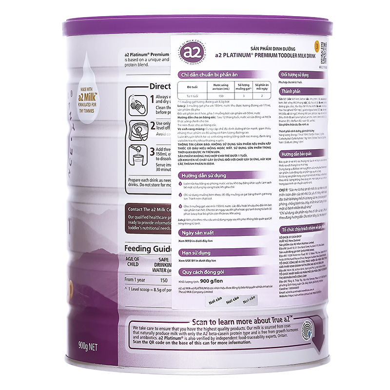 Sữa bột a2 Platinum Premium Toddler Milk Drink số 3 lon 900g (từ 1 tuổi) 3