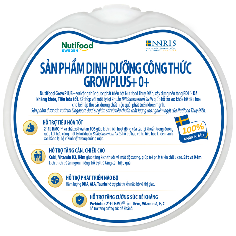 Sữa bột Nutifood GrowPLUS+ xanh nhạt hương vani 0+ 400g (0 - 12 tháng) giúp tiêu hóa 4