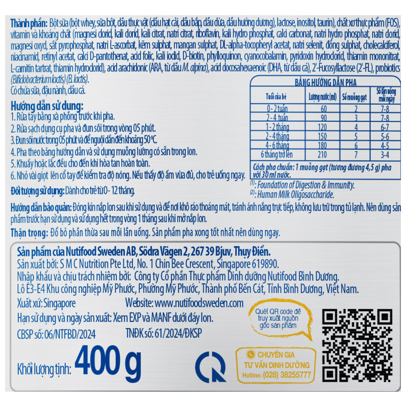 Sữa bột Nutifood GrowPLUS+ xanh nhạt hương vani 0+ 400g (0 - 12 tháng) giúp tiêu hóa 5