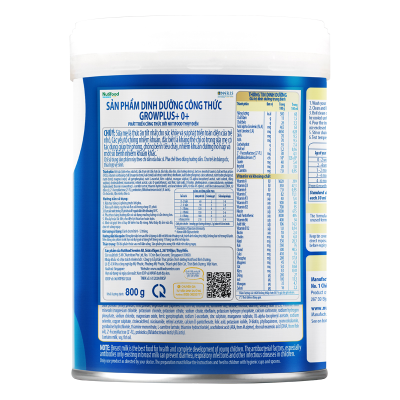 Sữa bột Nutifood GrowPLUS+ xanh nhạt hương vani 0+ 400g (0 - 12 tháng) giúp tiêu hóa 8